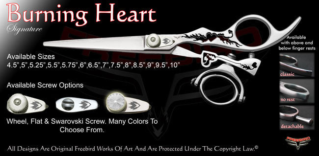 Burning Heart Double Swivel Thumb Signature Hair Shears