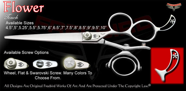 Flower 3 Hole Double V Swivel Touch Grooming Shears