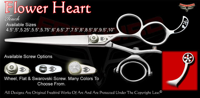 Flower Heart 3 Hole Double V Swivel Touch Grooming Shears