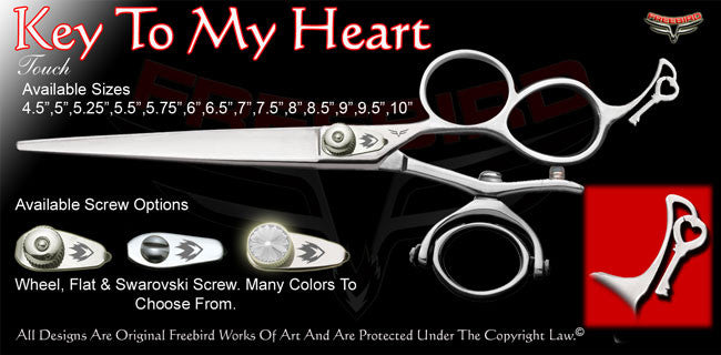 Key To My Heart 3 Hole Double V Swivel Touch Grooming Shears