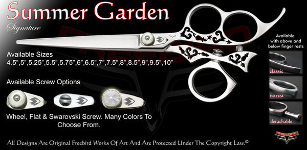 Summer Garden 3 Hole Swivel Thumb Signature Grooming Shears