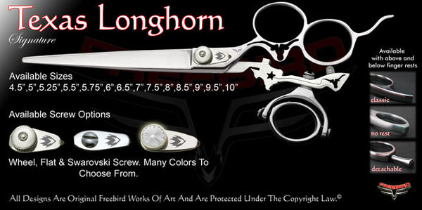 Texas Longhorn 3 Hole Double Swivel Thumb Signature Grooming Shears