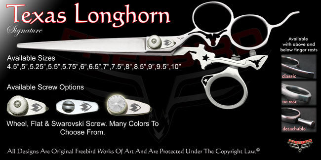 Texas Longhorn 3 Hole Swivel Thumb Signature Grooming Shears